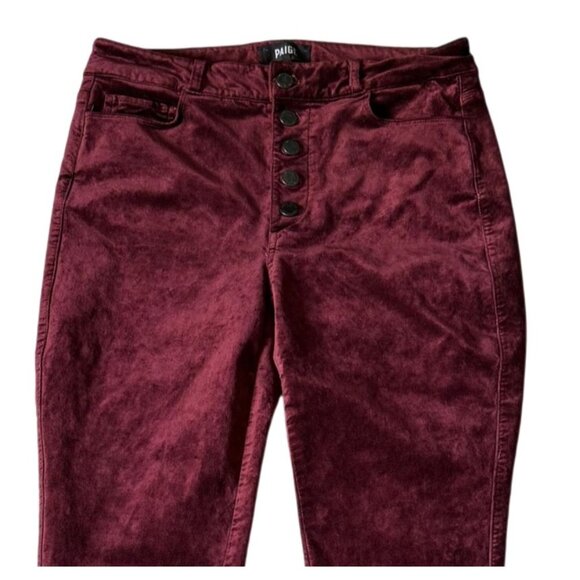 Paige Velvet Hoxton Ankle Peg Burgundy Skinny Jeans Size 30 (Waist) Button Fly - Picture 2 of 7